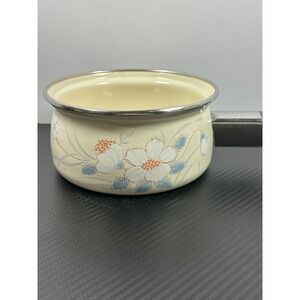 Water Colors Porcelain Steel Cookware Saucepan Small‎ Floral Design Cream Handle